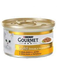 Gourmet Gold cat konzerva Double Pleasure s králíkem a játry 85 g