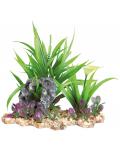 Trixie Plastová akvarijní rostlina s květy na podstavci 18 cm