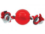 Dog Fantasy Hračka STRONG míček guma s provazem červený 8.2 cm